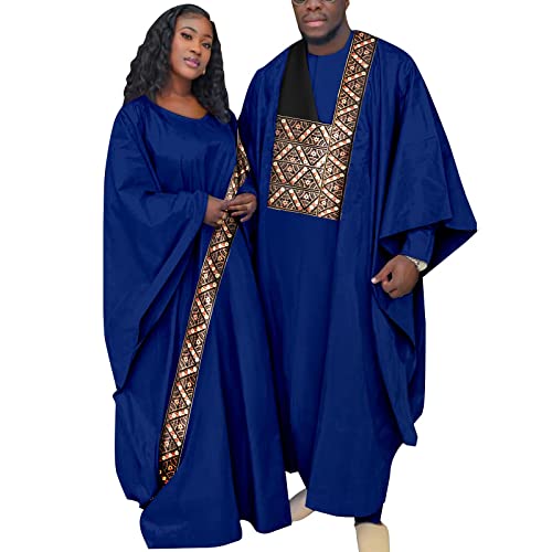 African Couple's Clothing Agbada Dashiki Matching Men's Bazin Riche Kaftan Asoebi Muslim Women Long Dresses Robe