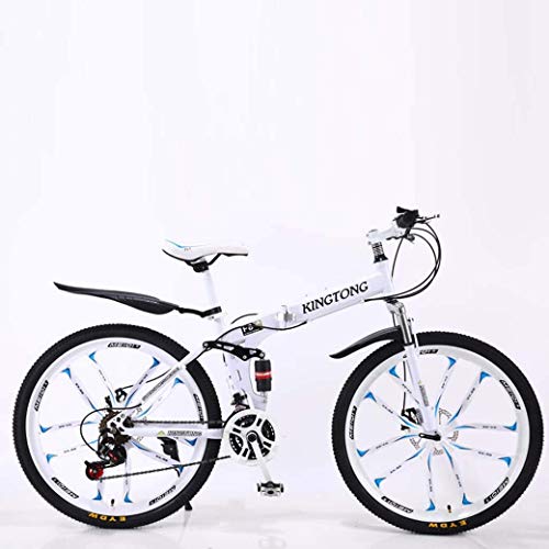 Read About TANGIST Mountain Bike Folding Bikes, 21Speed Double Disc Brake Full Suspension Antislip, ...