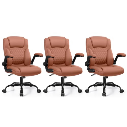 Image of Leather Office Chair, PU Home Computer Desk Chairs with Ergonomic Back Support, 360Swivel Free,Small Gaming Chair with Wheels and Adjustable Armrests, for Short People Use