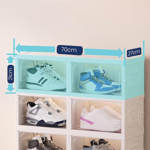Image of House of Quirk 4-Layer 8-Box Folding Shoe Rack, Space-Saving Shoe Organizer, Foldable Plastic Shoe Cabinet for Home, Bedroom & Bathroom (White)