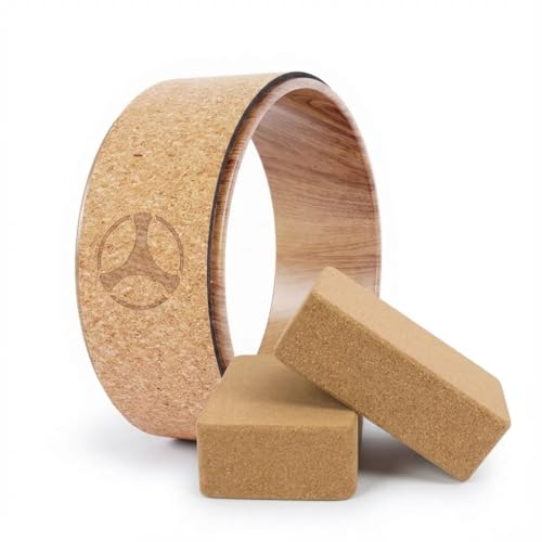 RISINGFIT Kork-Yogarad & 2 Korkblöcke im Set | Extra feste,...