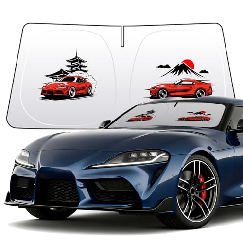 Thickened 2-Layer Windshield Sun Shade Fit for Toyota Supra J29/A90 2020-2025 Car Front Window Covers Sun Visor Protector Foldable Blocks UV Rays Sunshade Shield Accessories (for Supra Mount Fuji)