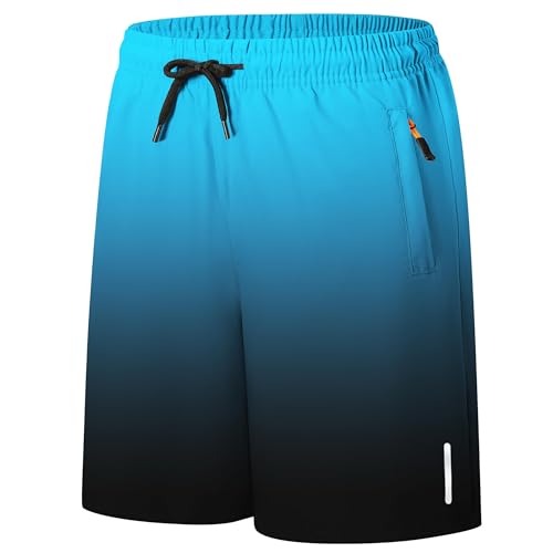 SHOOYING Boys Gradient Athletic Quick Dry Shorts Sets3