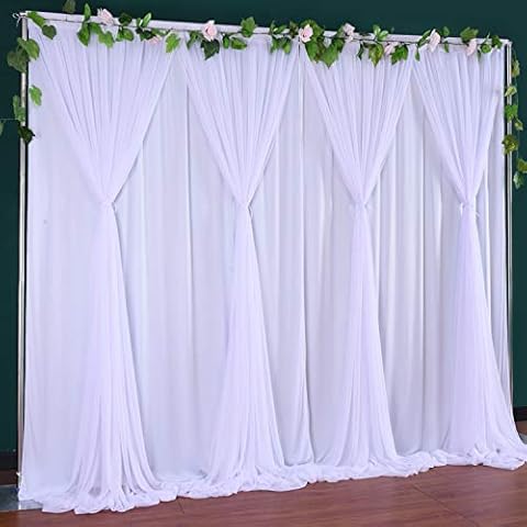 Leegleri White Tulle Backdrop Curtains for Baby Shower Party Wedding Photography Drape Backdrop for Engagement Bridal 5ft x 7ft (Pack of Two) Cover