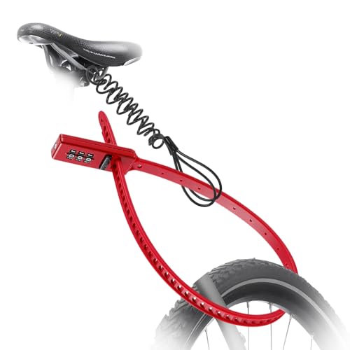 2Pcs Bike Lock Motorbike, Bike Zip Tie Lock with Steel Core, Bicycle Reminder Cable Helmet Seat Anti-Theft Rope, Keyless 3 Digit Code Code (Red)