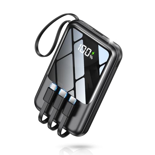 Tikeyo Portable Charger Power Bank 12000mAh(22.5W, Built-In Cables) Smaller | Charge 5 Devices,LED Display,Flight-Safe, Travel Essentials, Flashlight, for iPhone 17/16/15/14, Samsung, Switch and more - image 1