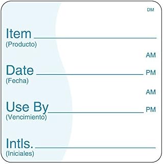 DayMark Item/Date/Use by Bilingual Dissolvable Label, 2" x 2" (Roll of 250)