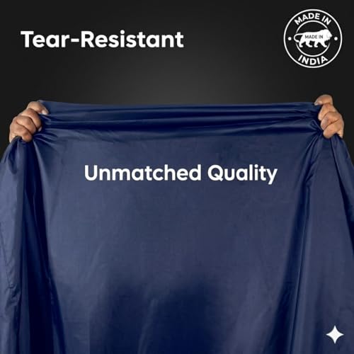 Image of Mototrance All Weather Protection Two Wheeler Cover for All Bikes /Royal Enfiled /Upto Pulsar 160CC to 350CC | Anti Dust, Water Resistant, Heat Resistant, UV Proof with Mirror Pocket | Solid Blue