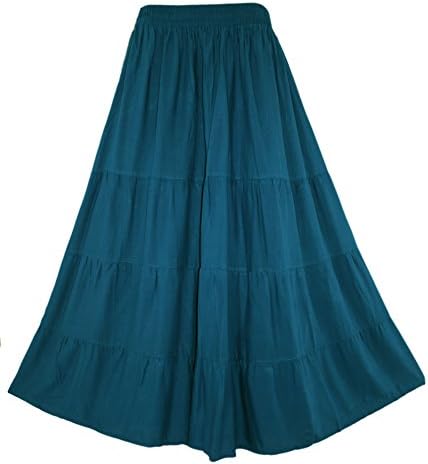 Beautybatik Women Boho Gypsy Long Maxi Tiered Peasant Skirt Plus Size
