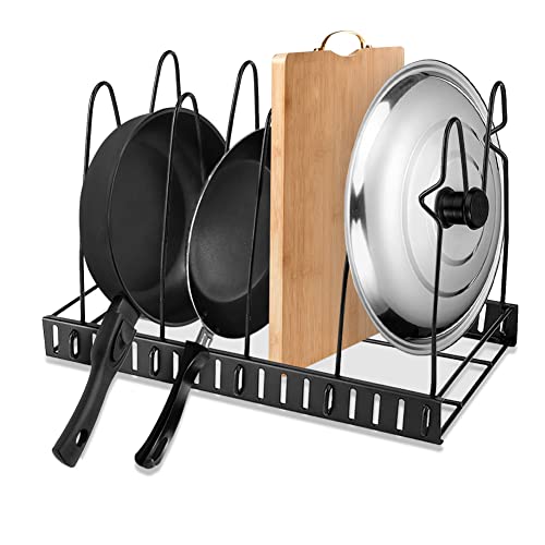 Poêle Organiseur Rack, 5 niveaux de cuisine Casserole Poêle à frire support organiseur Rack de stockage étagère pour armoire de stockage de plan de travail de cuisine Pot Couvercle Cover