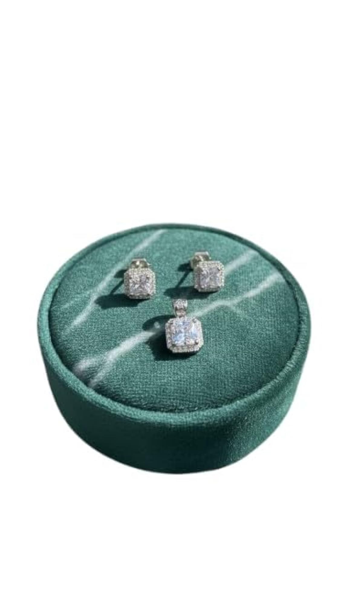 Women's White Gold Plated Round Square Cubic Zirconia Halo Stud Earrings