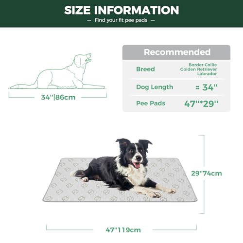Image of FXW Washable Pee Pads for Dogs, Leak-Proof & Non-Slip, Specifically Designed for 48inch Cages, 29 inch x 47 inch Rectangle, Khaki, 1 Pack