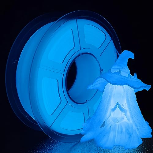 Image of iSANMATE 3D Printer Filament, PLA Filament Glow in The Dark Blue, 1.75mm 3D Printing Filament, Dimensional Accuracy + /- 0.03 mm, 1 kg Spool