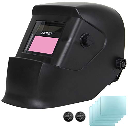 Yorbay Masque de soudure automatique DIN 9-13 + 5 Verres de protection (Noir mat) Cover