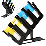 Paper Cup Holder 18x5x9.5 4 Compartment Black Plastic Disposable Cup Holder with Adjustable Base for Height Adjustment for Restaurant, Office, Guest Room, Coffee Bar