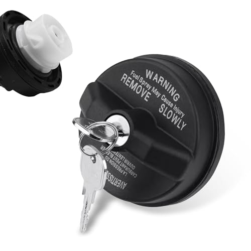 Bookeel 1 PC Car Locking Gas Cap, ABS Plastic Car Fuel Tank Cap Replacement, Lock Fuel Cap with 2 Keys, Compatible with Dodge, Jeep, Chrysler, Ram, OEM 05278655AB, 5278655ab (Black)