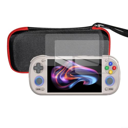 NEIQIUWING Funda de almacenamiento para Retroid Pocket 6, funda de PU con protector de pantalla templado y funda de TPU, resistente a los golpes, para videoconsola, color negro (C)