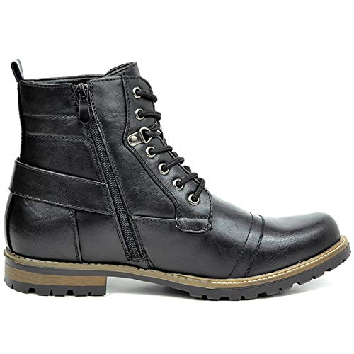 Bruno Marc Men's Motorcycle Combat Boots Zipper Boot,Pu Black,8.5 by Bruno Marc - Used condition - Image 3
