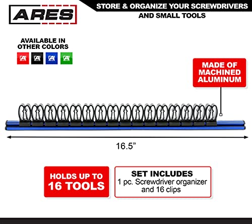Image of ARES 62027 Blue 16.5-In Hand Tool Holder - Screwdriver Organizer Rail