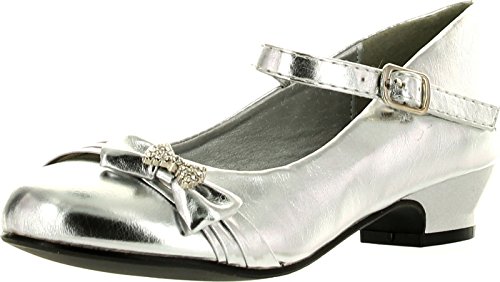 Girls Mary Jane Shoes with Pretty Satin Rolled Rosettes Patent