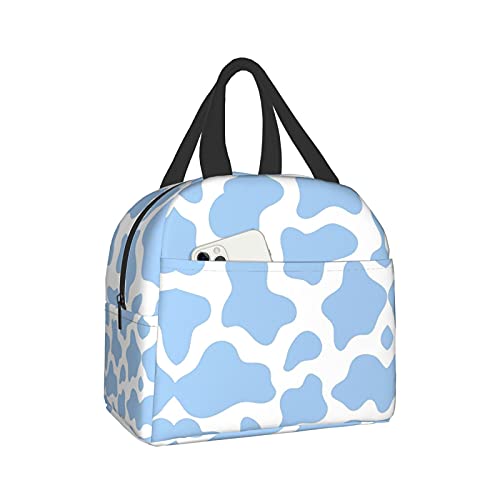 Ucsaxue Light Blue Cow Animal Lunch Bag Travel Box Work Bento Cooler Reusable Tote Picnic Boxes Insulated Container Shopping Bags For Adult Women Men #TOP27
