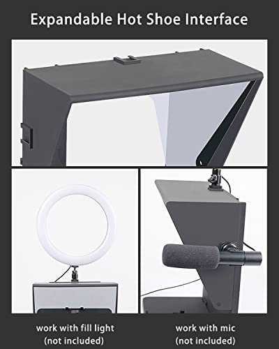 Teleprompter de 16 pulgadas con vidrio divisor 70/30 y control remoto para tabletas 5