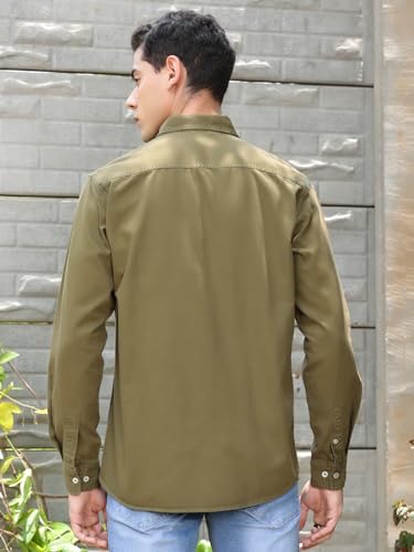 Image of Thomas Scott Men's | Solid | Full Sleeve | Slim Fit | 100% Cotton | Spread Collar | Casual Shirt