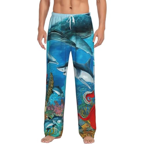 Pantalon de pyjama pour homme polaire imprimé requin et tortue