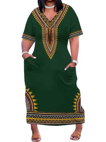 Image of PinkPatty Women's Oversize V Neck Short Sleeve Maxi Dress with Pockets