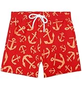 SERENYOU Boys Swim Trunks Nautical Anchor Print Quick-Dry Elastic Waist with Adjustable Drawstrin...