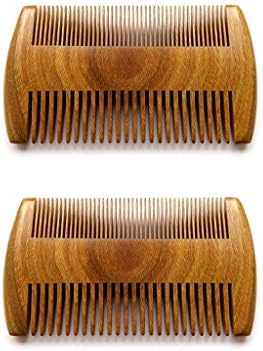 Myhsmooth Handmade Natural Green Sandalwood No Static Combs with Aromatic Scent - 2 PCS Pocket Combs for Long and Short Beards, Mustaches (4