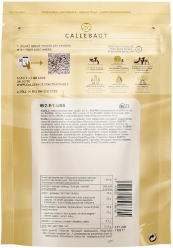Callebaut W2 Finest Belgian White Chocolate Couverture Callets 28.0% Cocoa 1kg - Image 2
