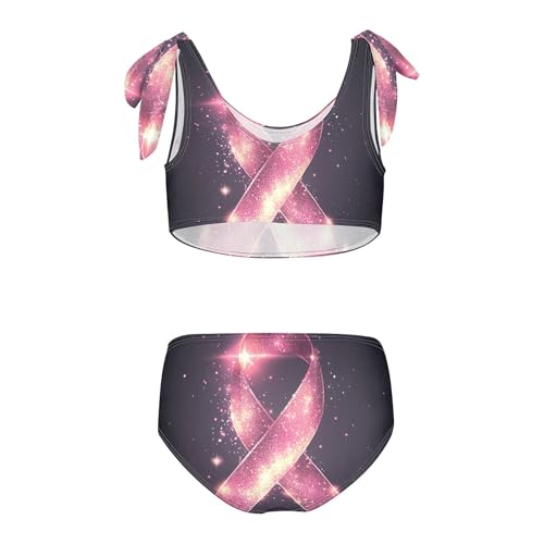 Breast Cancer Ribbon Star Bow Girls Bikini Sets 2 Piece Swimsuits Bathing Suit Swimwear2