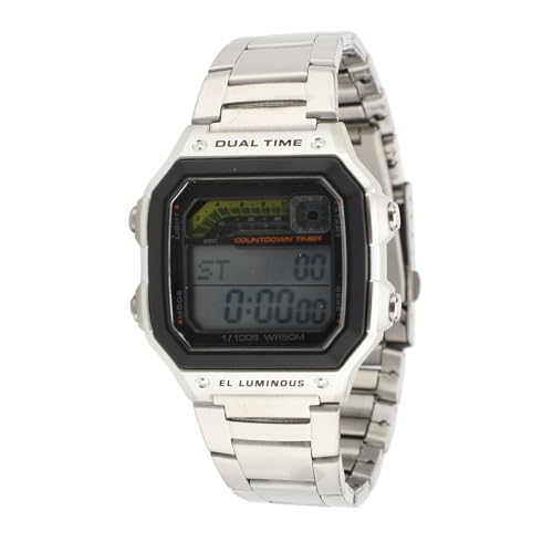 Montre de sport numérique avec bracelet acier robuste et étanchéité plein air