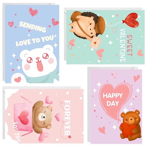 Valentinstag Karte,48 Stück Valentine’s Day Card jahrestag geschenk liebesbrief für Männer und Frauen Zum Valentinstag Liebesbrief Papier mit Umschlag,Jahrestag Karte für Valentine’s Day Dekoration