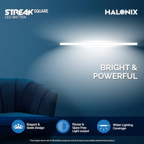 Image of Halonix 60W Batten /Tubelight | LED Batten for Living Room & Bedroom | Cool White light| Pack of 10