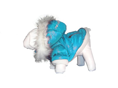 Pet Life DPF00062 Metallic Ski Parka Dog Coats with Removable Hood, X-Small, Blue