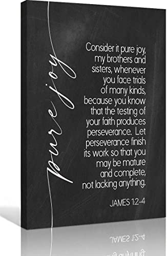 James 1 2-4 Wall Art Bible Verse Poster Decorations for Office Canvas Prints Modern Pictures for Living Room Decor Pictures Aesthetic Printed Canvas Hallway Paintings for Bathroom Pictures for Bedroom (12x18inch(30x45cm),Unframed)
