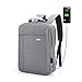 Produktbild WREEE Anti-diebstahl Laptop Rucksack mit USB Ladeanschluss Wasserdicht Canvas Schulrucksack Daypack Unisex Business Reise Schule Notebook Rucksack für Herren Damen,Gray