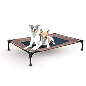 K&H Pet Products Cooling Elevated Dog Bed Outdoor Raised with Washable Breathable Mesh, Cot No-Slip Rubber Feet, Portable Indoor Bed, Large Chocolate/Black Mesh