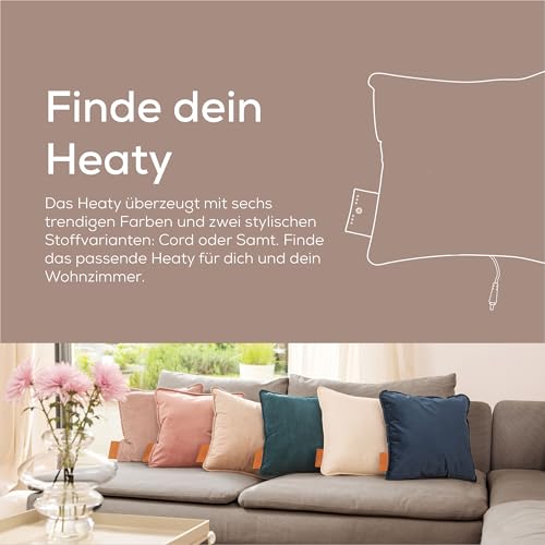 Beurer Heaty Heizkissen, kabelloses Heizkissen mit Akku, Wärmekissen mit Abschaltautomatik und 3 Temperaturstufen, mit Schnellheizung, weicher Samtstoff, smokey-taupe