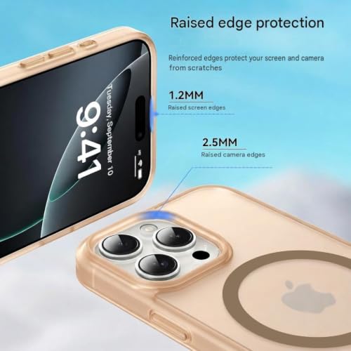 Image of DIZORO Matte Case for iPhone 16 Pro Compatible with MagSafe, Camera Lens Full Protection, Shockproof Translucent Frosted TPU Soft Phone Cover, Anti-Fingerprint (Desert)