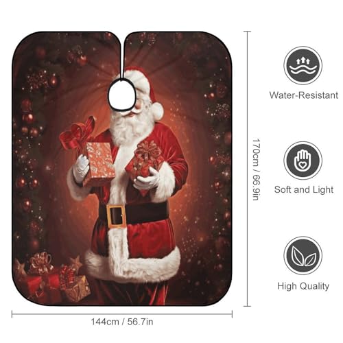 Capa de Barbería Navidad con Diseño de Santa Claus 170x144 cm miniatura 2