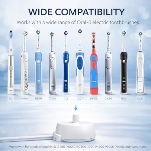 Image of Replacement Charger for Oral-B Electric Toothbrush Type 3757, Compatible with Braun Oral-B Pro 1000-9000 Series, 2 Pin 240V Waterproof Charging Stand (3757)