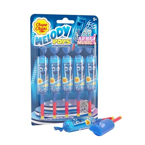 25% coupon - Chupa Chups Blue Raspberry Whistle Lollipops, 5ct