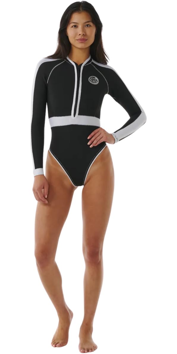 2024 Rip Curl Womens Rip Curl X Victoria Vergara G-Bomb Front Zip 2mm Long Sleeve Springsuit 13EWSP - Black/White