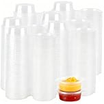 MUKSUET 300PCS 2oz Clear Round Plastic Sauce Cups with Lids, Hinged Leakproof Containers for Takeaway, Restaurants, Catering, Ketchup, Dip, Salad Dressing, Slime, Wax Melts, Chutney