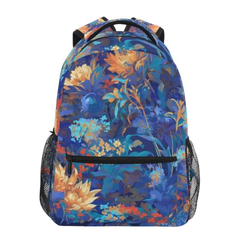 Sac à dos ecole fleurs bleues idéal pour le voyage des ados et enfants