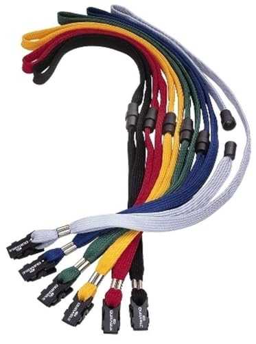 Durable Textile Lanyard 10 mm Grey | Pack of 10 Necklaces | Includes Safety Release | Holds a Variety of Badges and Passes