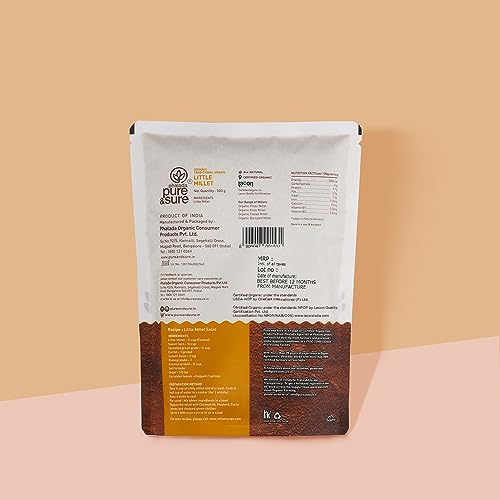 Image of Pure & Sure Organic Little Millets | Organic Healthy Food | Certified for Weight Loss | Gluten-free, Non-GMO, No Trans Fats | 500g (Pack of 2)